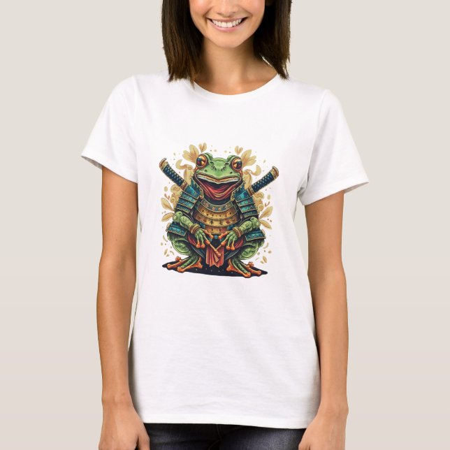 Camiseta Samurai frog warrior Womens Basic T-Shirt (Frente)