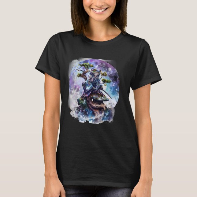 Camiseta Samurai Frog Watercolor Artwork Japanese Samurai F (Frente)