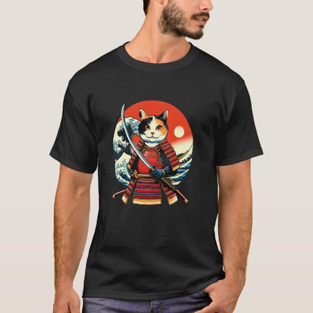 Camiseta Samurai Gata Calico Otaku (Frente)