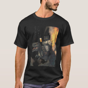Camiseta samurai gato preto dinossauro onda do mar estampa