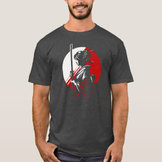 Camiseta Samurai Geisha com a Ascensão Katana Sun Warrior B