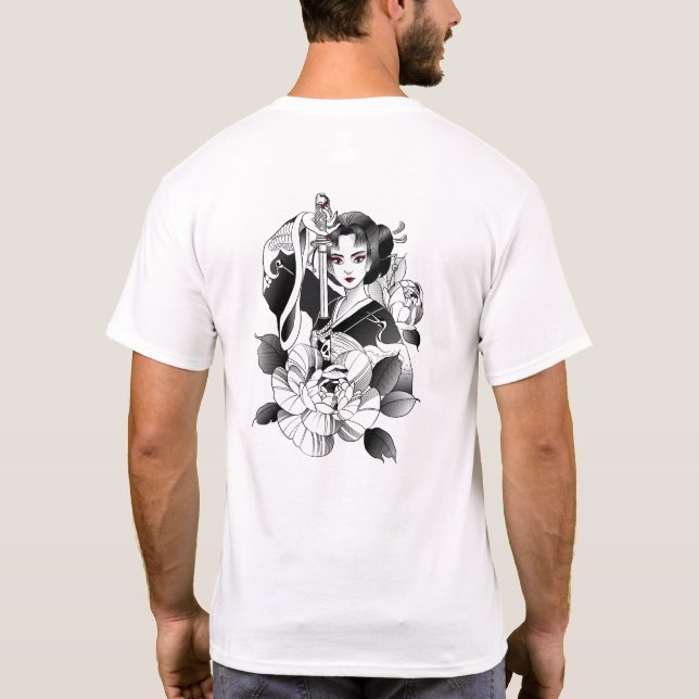 Camiseta Samurai Geisha e sua Katana (Verso)