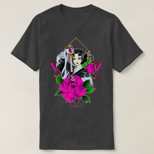 Camiseta Samurai Girl japonesa (Frente do Design)