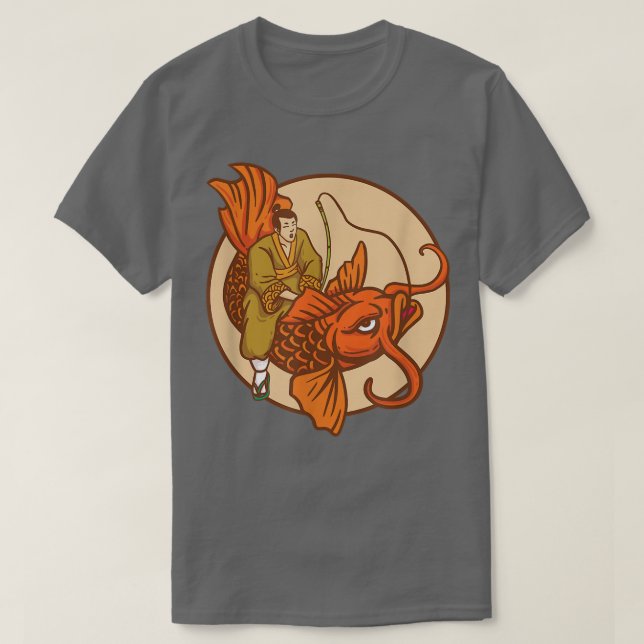 Camiseta Samurai Goldfish Orange Carp Fish Koi (Frente do Design)