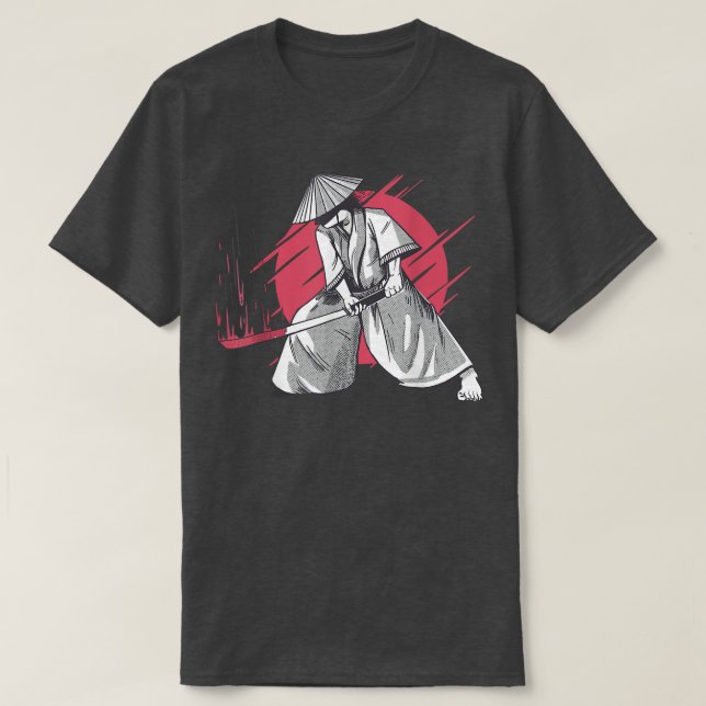 Camiseta Samurai - Guerreira da Espada de Espada Japonesa K (Frente do Design)