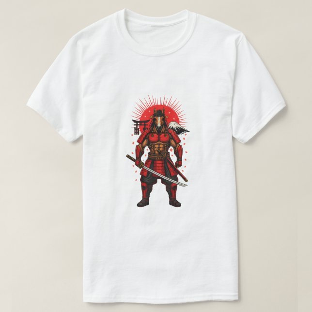 Camiseta Samurai Horse Warrior – Japanese Muscle Art 2026 Y (Frente do Design)