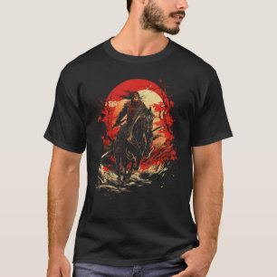 Camiseta Samurai Horseback Andando no Guerreiro Japão Gráfi