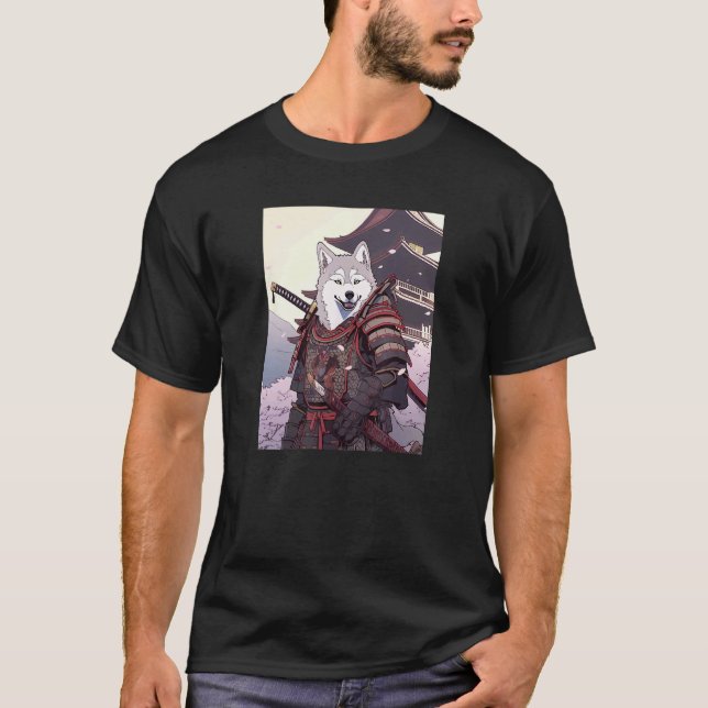 Camiseta Samurai Husky Cachorro Engraçado Japão (Frente)