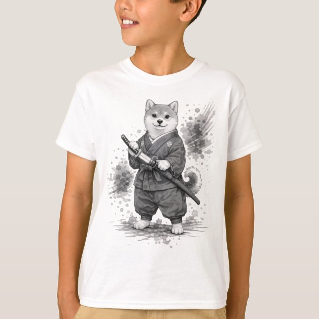 Camiseta 【Samurai Husky Ink Art T-Shirt】 (Frente)
