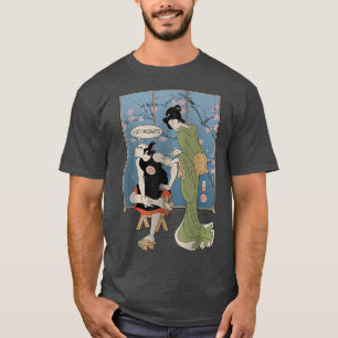 Camiseta Samurai I Foi Vacinado Ukiyoe Geisha (2)