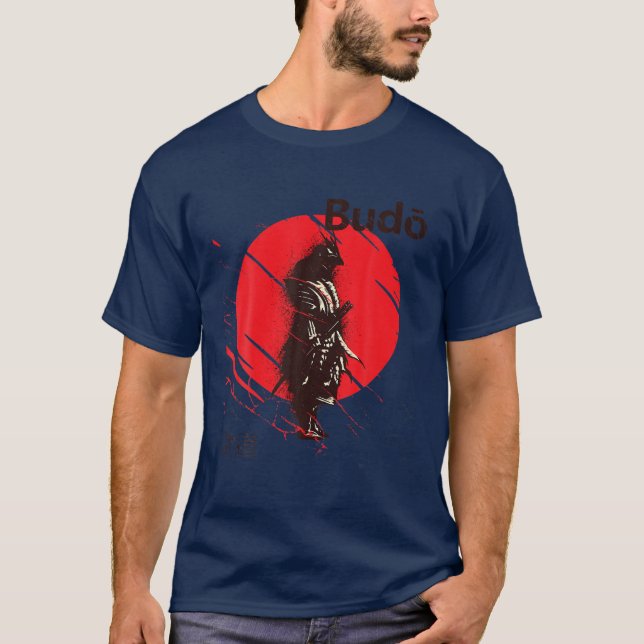 Camiseta Samurai Impressão de Arte Japonesa - Código Bushid (Frente)