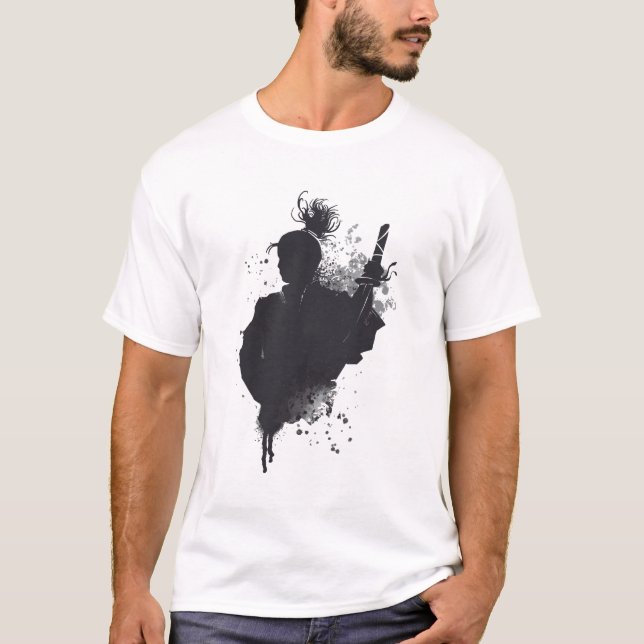 Camiseta Samurai Ink Silhouette Dark Warrior Art (Frente)