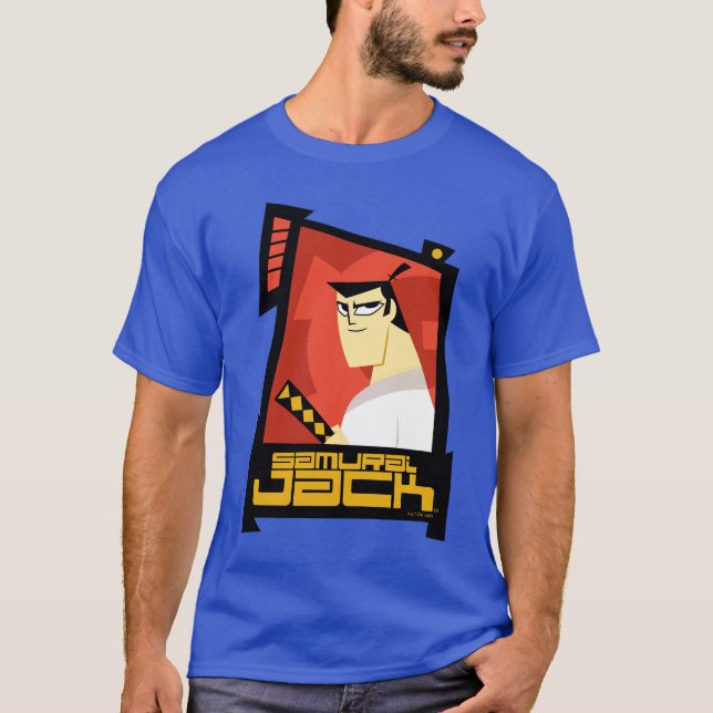 Camiseta Samurai Jack Sorria Gráfico de Quadro Futurístico (Frente)