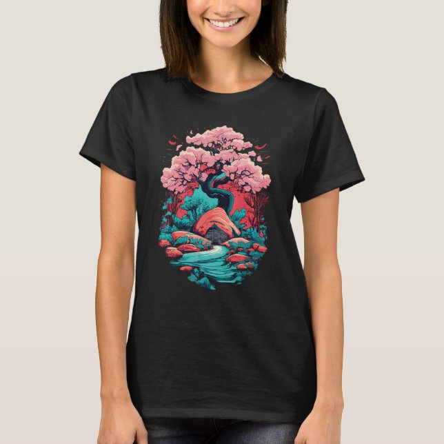 Camiseta Samurai Japonês Art Cherry Blossom Sakura Graphura (Frente)
