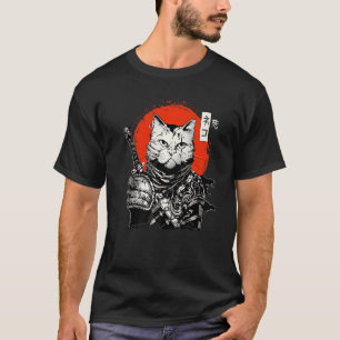 Camiseta Samurai Japonês Cat Bushido Warrior Katana Sword