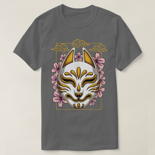 Camiseta Samurai Japonês e Caracteres I Kitsune M Japonês (Frente do Design)