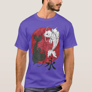 Camiseta Samurai Japonês e Sinais com Ying Japonês Koi I 