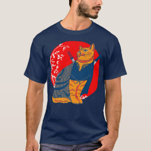Camiseta Samurai Japonês Fighter Cat Martial Arts Samurai