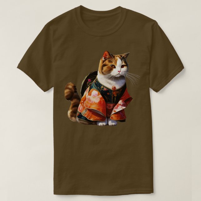 Camiseta Samurai japonês Sphynx Cat Cherry floresce Kit (Frente do Design)