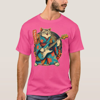 Camiseta Samurai Japonês Tocando Violão Elétrico