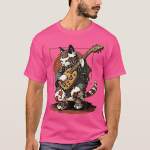 Camiseta Samurai Japonês Tocando Violão Elétrico