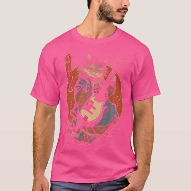 Camiseta Samurai Japonês Tocando Violão Elétrico (Frente)