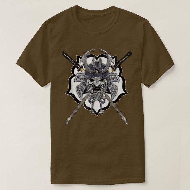 Camiseta Samurai Kabuto Ronin Mask com Katana (Frente do Design)