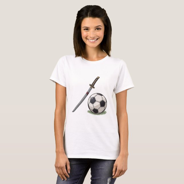 Camiseta Samurai Katana and Soccer Ball - Japan (Frente Completa)