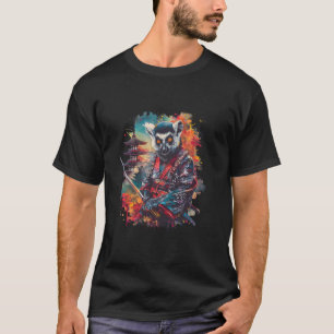 Camiseta Samurai Lemur Art Japonês Guerreiro Japonês Pagoda