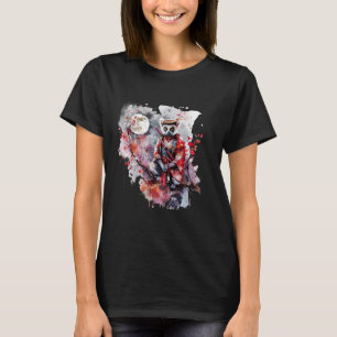 Camiseta Samurai Lemur Moon Japonês Art Warrior A