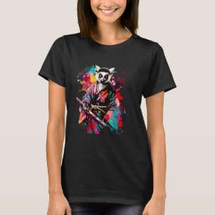 Camiseta Samurai Lemur Watercolor Guerra Japonesa