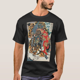 Camiseta Samurai Lutando contra um Tigre, Kuniyoshi, Ukiyo-