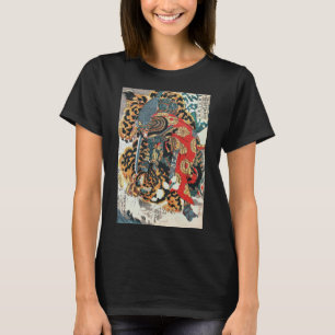 Camiseta Samurai Lutando contra um Tigre, Kuniyoshi, Ukiyo-