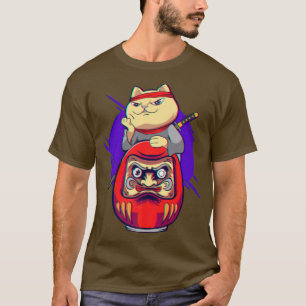 Camiseta Samurai Maneki Neko Ninja Bushido Kawaii Daruma Ae