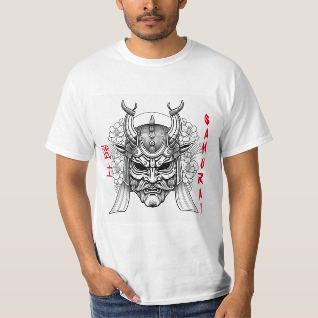 Camiseta Samurai Máscara Coloração do Artesanato em (Frente)