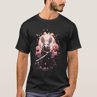 Camiseta Samurai Mouse Kanji Guerreiro Japonês com Katana
