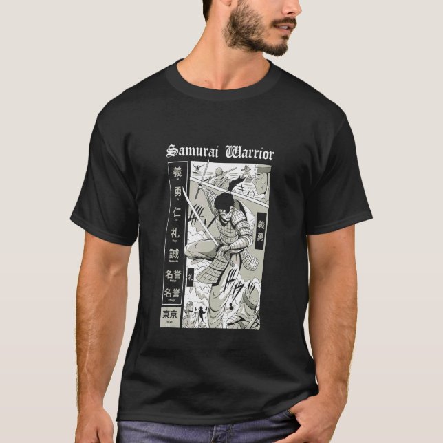 Camiseta Samurai na cena de batalha  design de Samurai Guer (Frente)