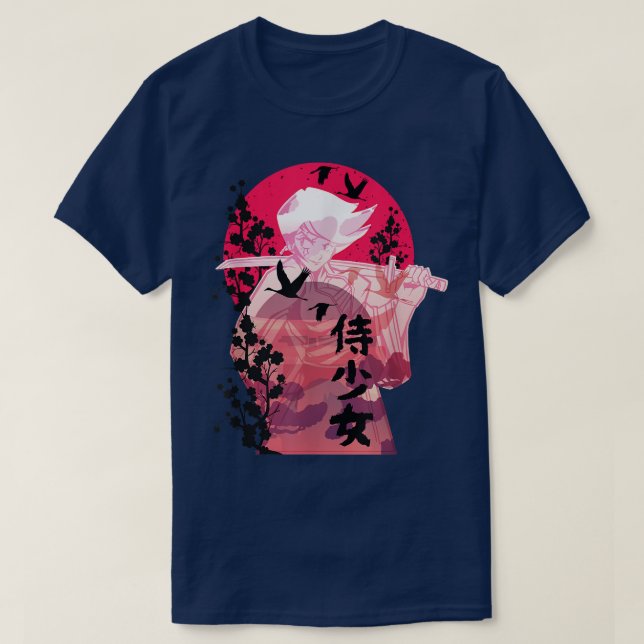 Camiseta Samurai na silhueta lua (Frente do Design)