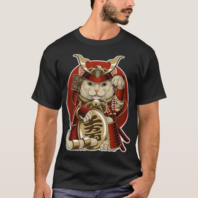 Camiseta samurai neko from japanese lucky cat (Frente)