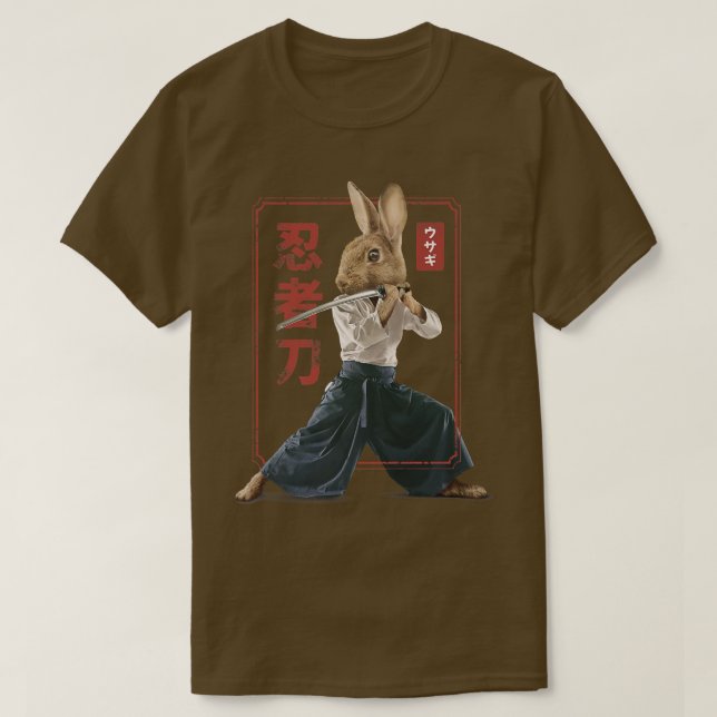 Camiseta Samurai Ninja Bunny Rabbit Kawaii Tattoo (Frente do Design)