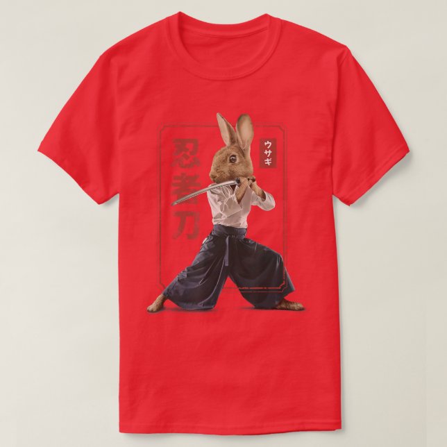 Camiseta Samurai Ninja Bunny Rabbit Kawaii Tattoo  (Frente do Design)