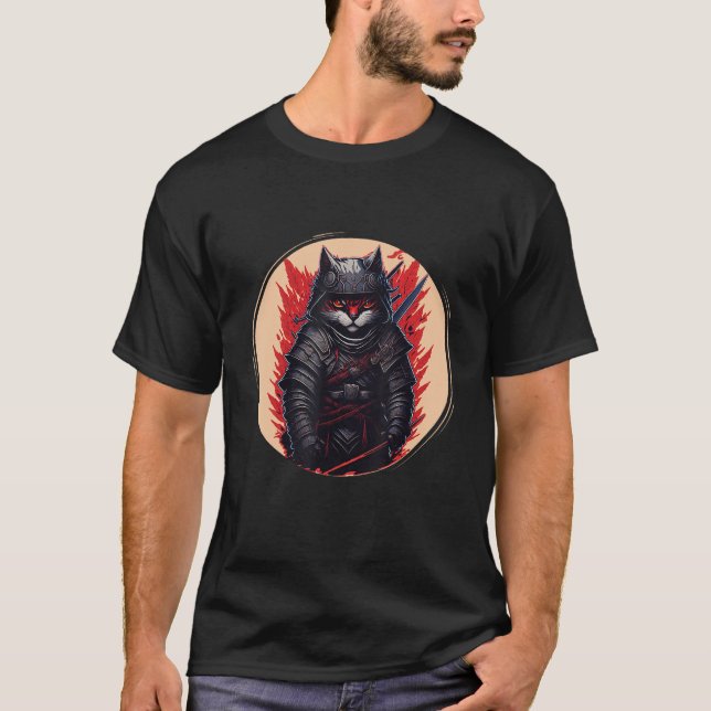 Camiseta Samurai Ninja Cat. (Frente)