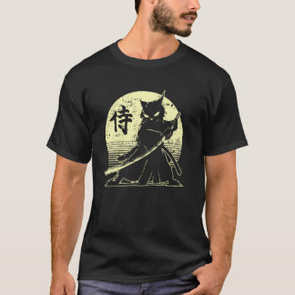 Camiseta Samurai Ninja Cat Japanese Art Kawaii Anime Retro 