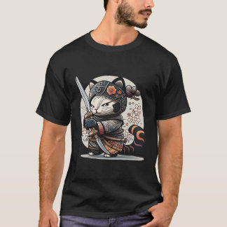 Camiseta Samurai Ninja Cat Kawaii Tattoo