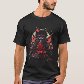 Camiseta Samurai Ninja Japonês Cat Kawaii Tattoo Graphic P