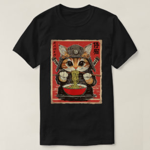 Camiseta Samurai Ninja, japonês, comendo macarrão
