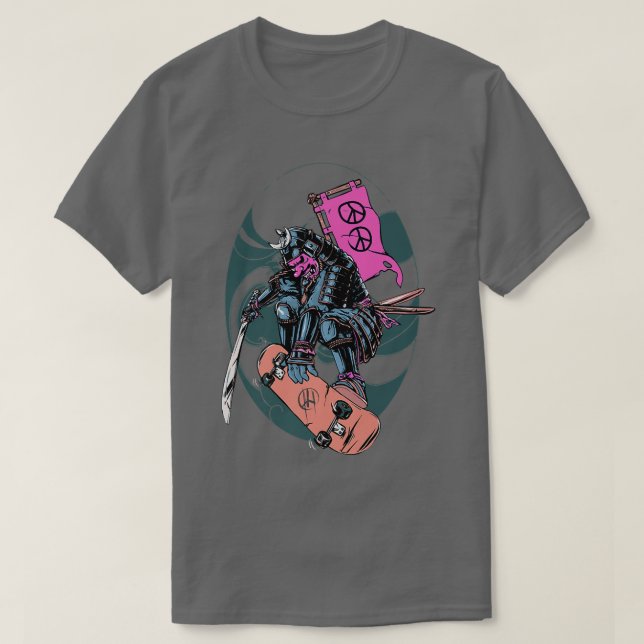 Camiseta Samurai Ninja - Roupa de skate no Japão (Frente do Design)
