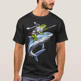Camiseta Samurai Ninja Sapo Montando Tubarão