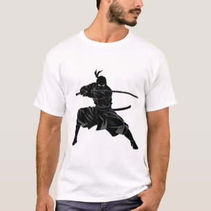Camiseta Samurai Ninja Silhueta Monocromática