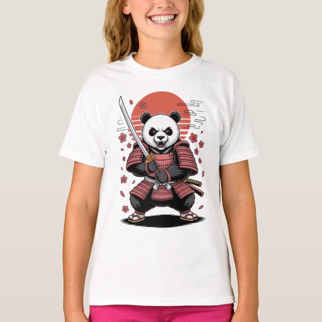 Camiseta Samurai Panda  Bear Kids Basic T-Shirt (Frente)